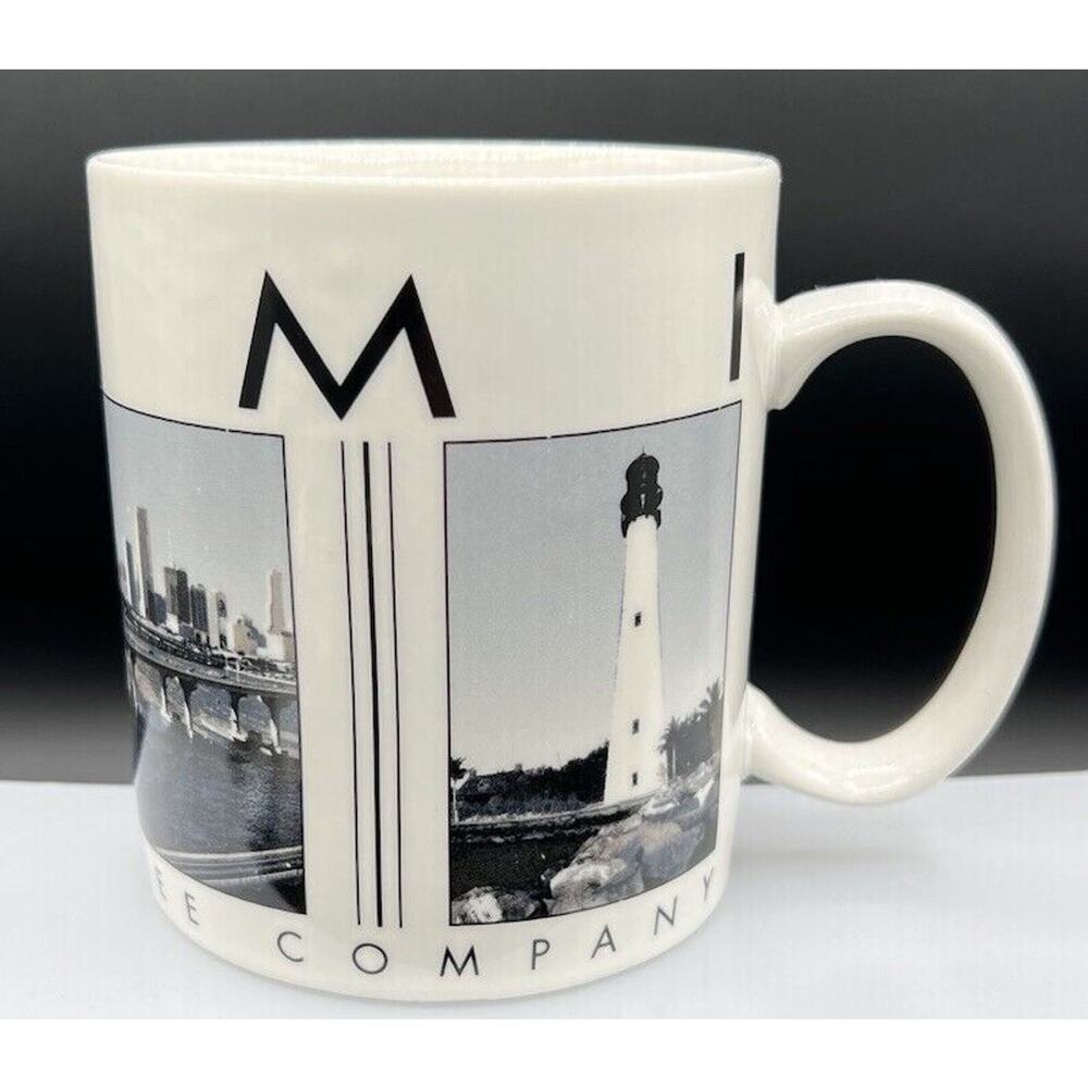 Starbucks Barista 2003 City Scenes Miami Large Mug‎ Gray Black White